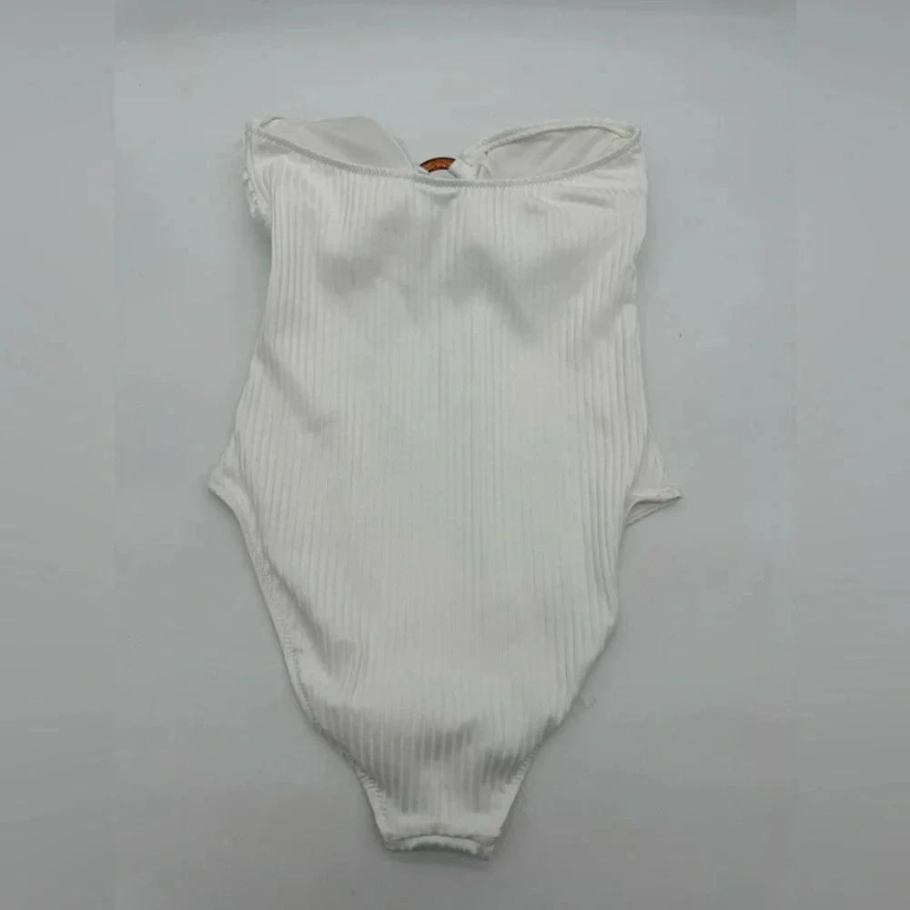 Melissa Odabash Barbuda strapless embellished ribbed swimsuit size 8 B2007 - Picture 7 of 8